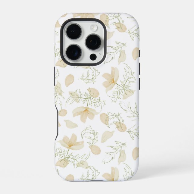 Neutral Flower Seamless Pattern iPhone Case (Back)