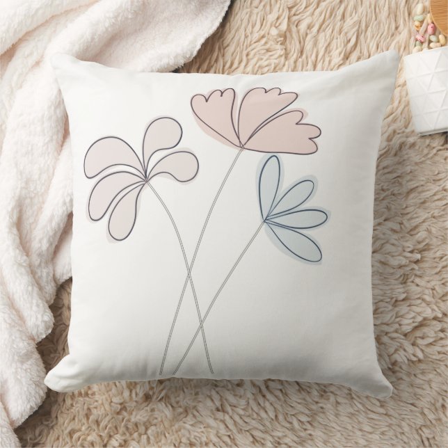 Neutral Flowers Childrens Nursery Cushion (Blanket)