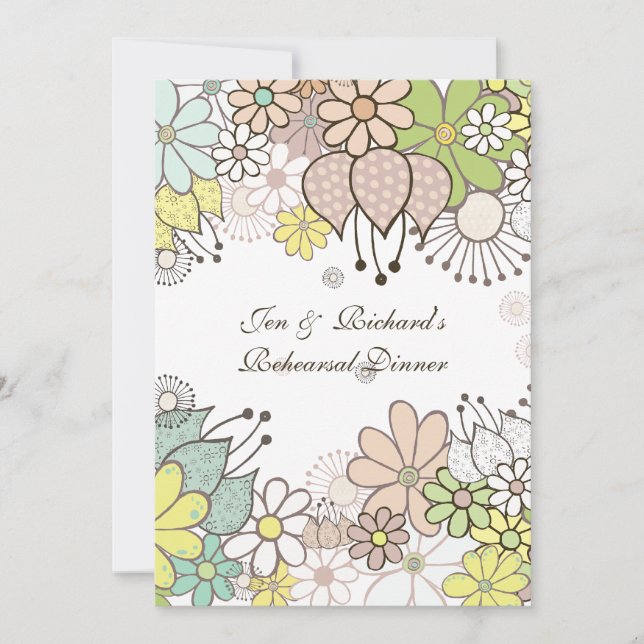 Neutral Flowers Rehearsal Dinner DIY Custom Invite (Front)