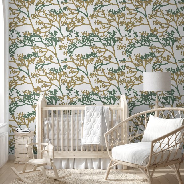 Neutral Foliage Olive Tone Design Wallpaper (Kids)