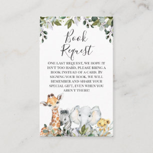 Neutral Foliage Safari Animals Book Request Insert