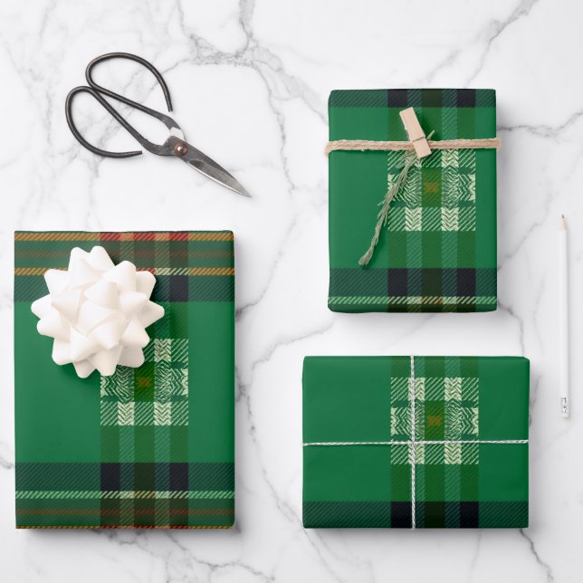 Neutral Folk English Plaid  Wrapping Paper Sheets (Front)