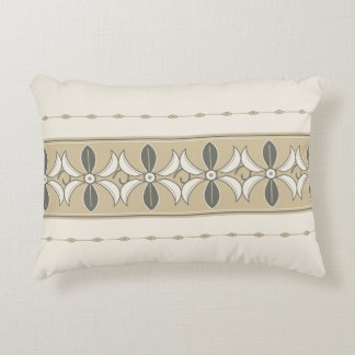 Neutral Folk Floral Border Accent Pillow
