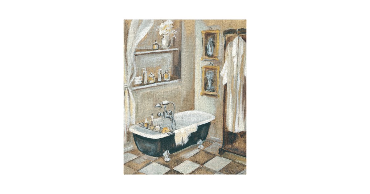 Neutral French Bathroom Canvas Print | Zazzle