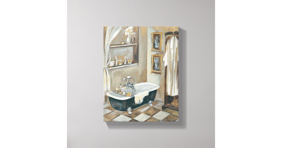 Neutral French Bathroom Canvas Print | Zazzle