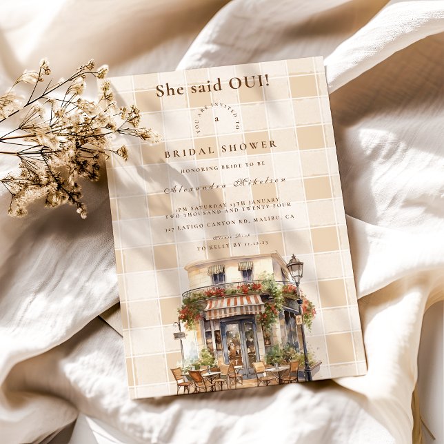 Neutral French Cafe Bridal Shower Invitation (Creator Uploaded)