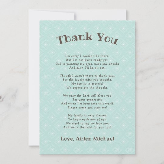 Neutral Gender Baby Shower Poem Thank you note | Zazzle.com