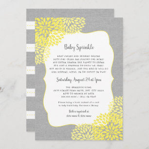 Neutral Gender Baby Sprinkle invite, yellow gray Invitation