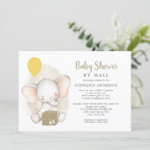 Neutral Gender Elephant Baby Shower by Mail Invitation (Standing Front)