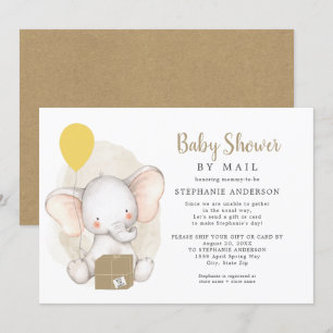 Neutral Gender Elephant Baby Shower by Mail Invitation