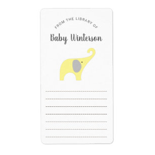Neutral Gender Elephant book baby shower Label