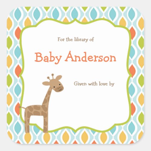 Neutral Gender Giraffe Baby Bookplates