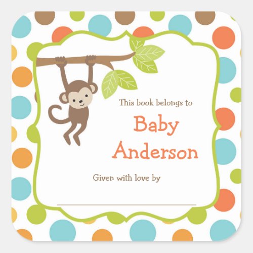 Neutral Gender Monkey Baby Bookplates