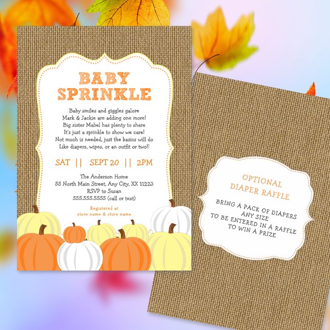 Neutral Gender Pumpkin baby sprinkle invitation (Creator Uploaded)