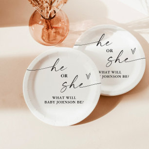 Neutral Gender Reveal Paper Plates, Party Decor Plates