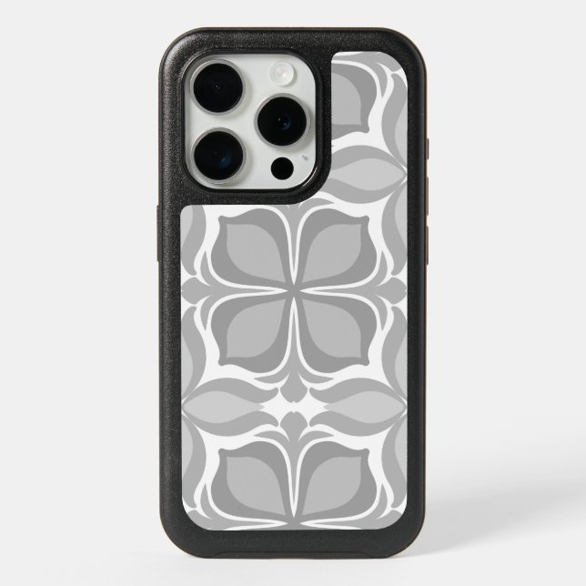 Neutral geolmetrical tiles iPhone 15 pro case (Back)