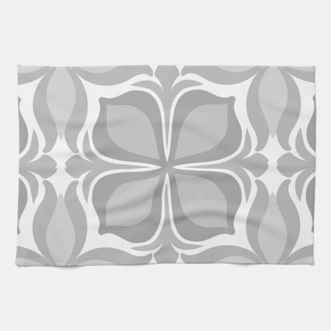 Neutral geolmetrical tiles kitchen towel (Horizontal)