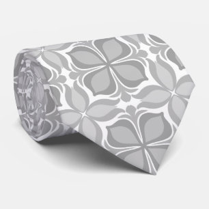 Neutral geolmetrical tiles neck tie