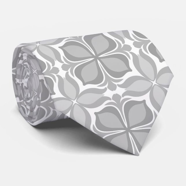 Neutral geolmetrical tiles neck tie (Rolled)