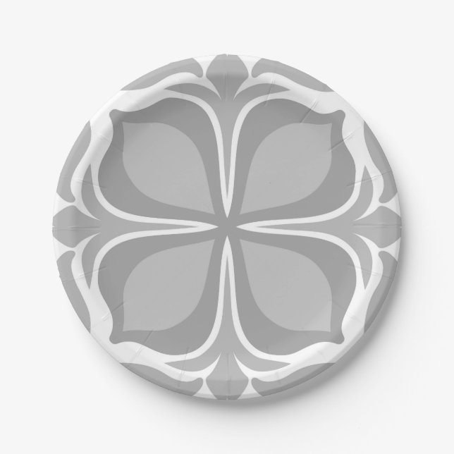 Neutral geolmetrical tiles paper plates (Front)