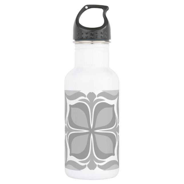 Neutral geolmetrical tiles stainless steel water bottle (Front)