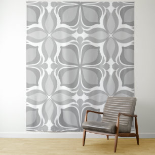 Neutral geolmetrical tiles tapestry