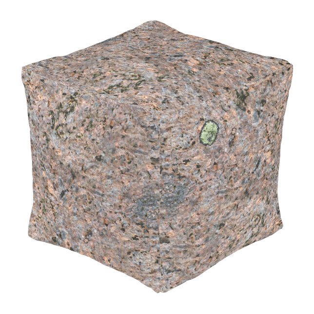 Neutral Geology Rock Texture with Moss Detail Outdoor Pouf (Angled Front)