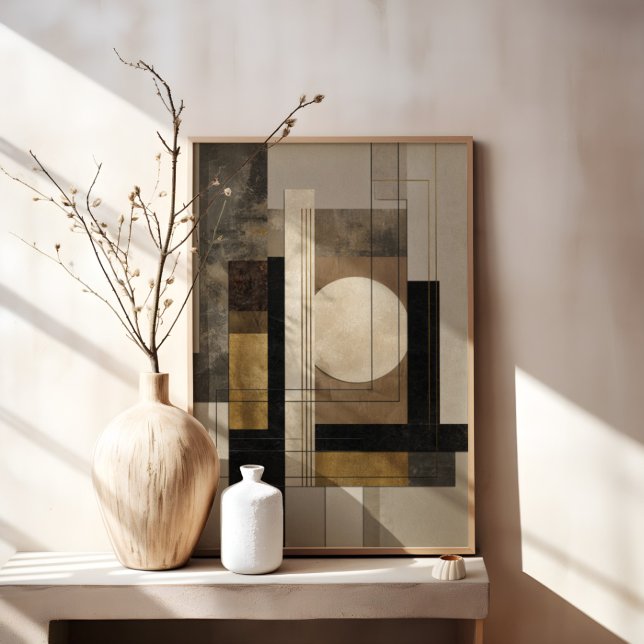 Neutral Geometric Abstract, Beige Black Gold Canvas Print (Creator Uploaded)