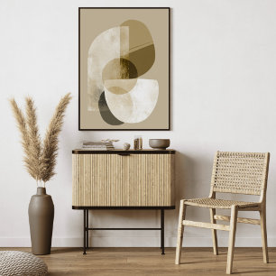 Neutral Geometric Abstract Shapes Art Canvas Print