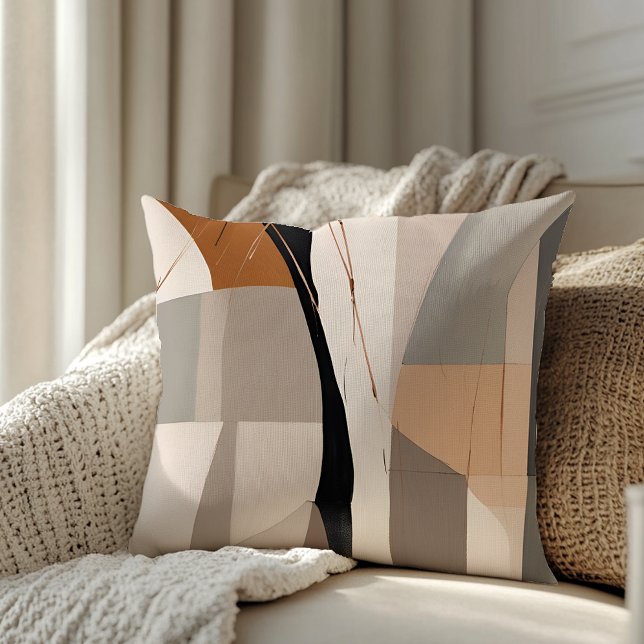 Neutral Geometric Abstract Throw Pillow (Creator Uploaded)