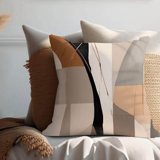 Neutral Geometric Abstract Throw Pillow (Creator Uploaded)