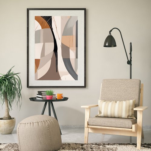 Neutral Geometric Abstract unframed Poster