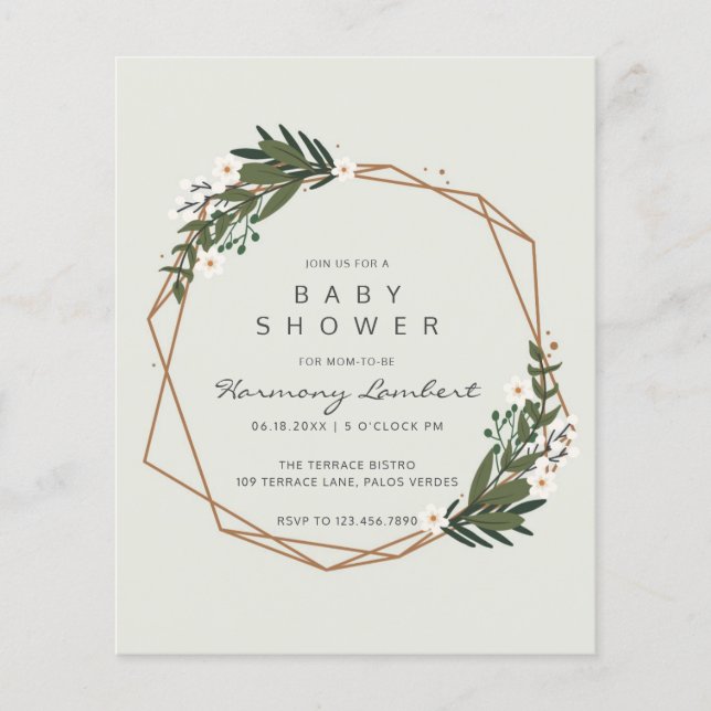 Neutral Geometric Budget Baby Shower Invitation (Front)