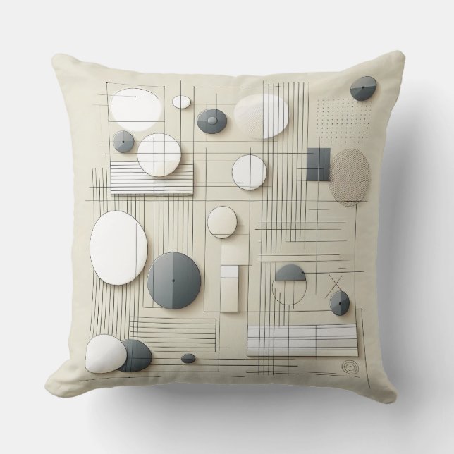 Neutral Geometric Harmony Throw Pillow (Front)