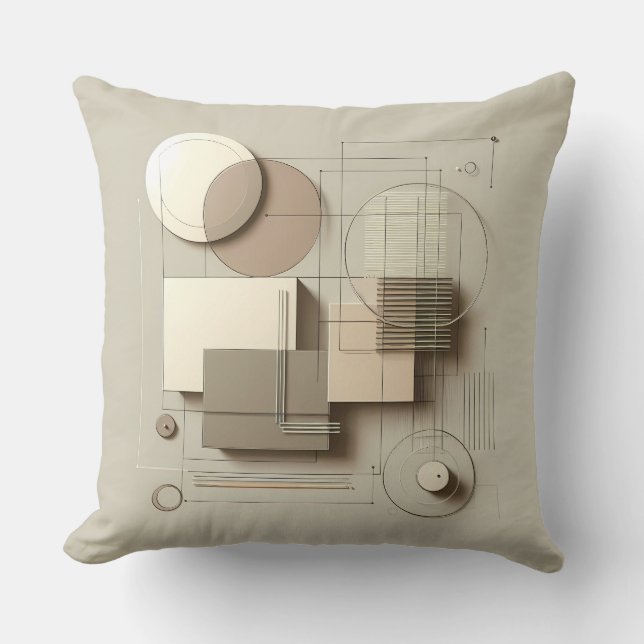 Neutral Geometric Structure Throw Pillow (Front)