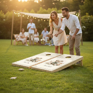 Neutral Gingham Baby Shower Woodland Animals Cornhole Set