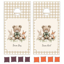 Neutral Gingham Baby Shower Woodland Animals