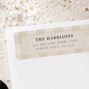Neutral Gingham Family Christmas Label