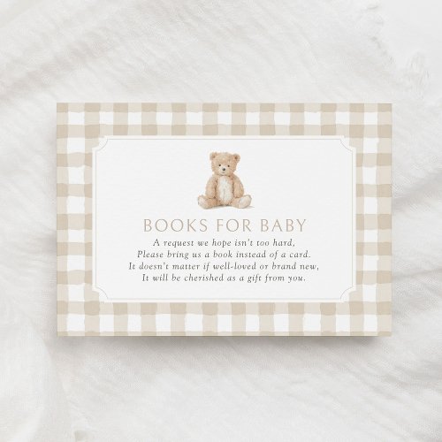 Neutral Gingham Teddy Bear Books for Baby