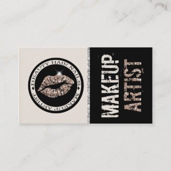 Neutral Glitter Lips Makeup Artist : Business Card by luckygirl12776 at Zazzle