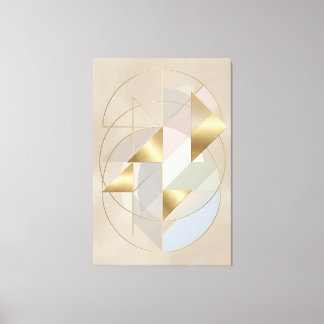 Neutral Gold Accents Abstract Geometric Canvas Print
