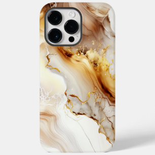 Neutral Gold and Beige Marble Ink Wash Pattern Case-Mate iPhone 14 Pro Max Case