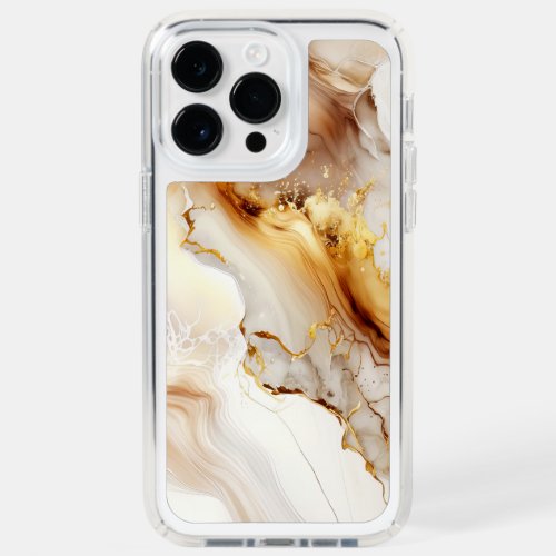 Neutral Gold and Beige Marble Ink Wash Pattern Speck iPhone 14 Pro Max Case