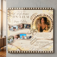 Neutral Gold Film Strip Birthday Photo Backdrop