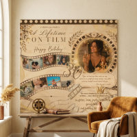 Neutral Gold Film Strip Birthday Photo Backdrop