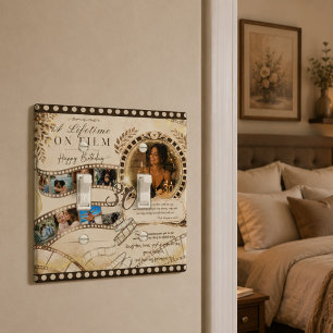 Neutral Gold Film Strip Custom Photo Birthday Light Switch Cover