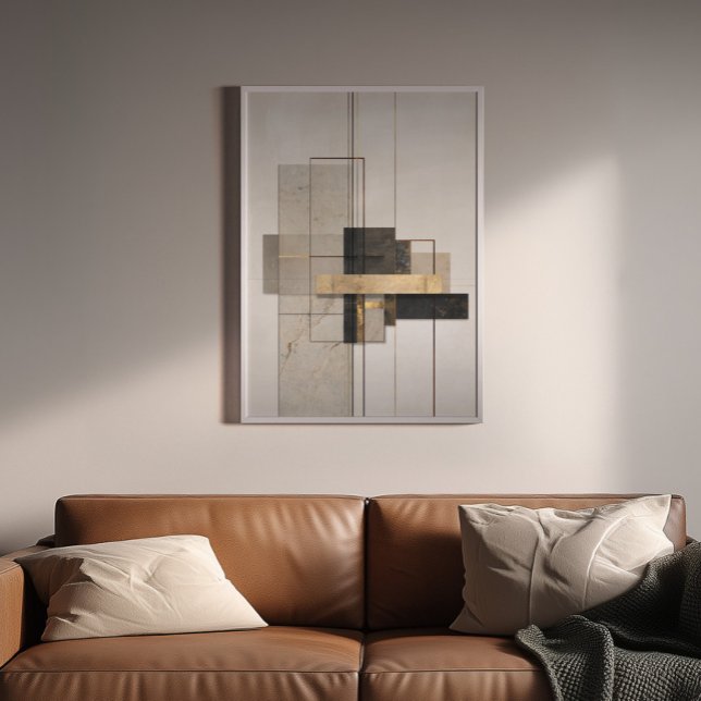 Neutral Gold Geometric Abstract Canvas Print (Creator Uploaded)