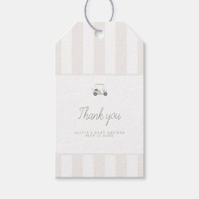 Neutral golf cart rectangle favor tag (Front)