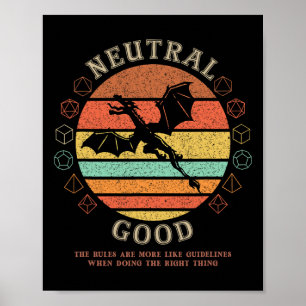 Neutral Good Doing Right Thing Vintage Rpg Player Poster
