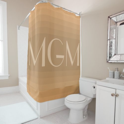 Neutral gradation giant monogram shower curtain